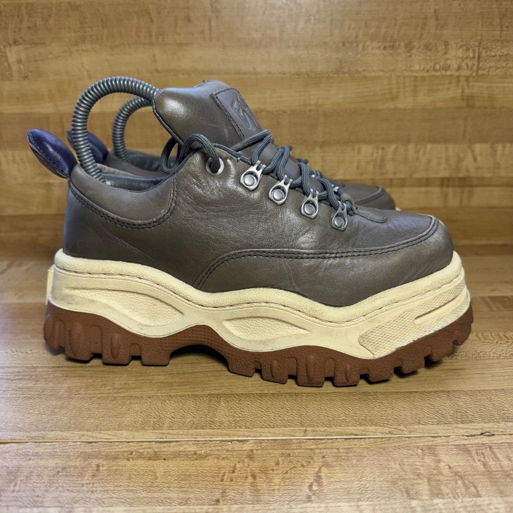 Eytys Angel Leather Platform Sneakers Grey Brown Taupe Womens 6 EUR 36 Chunky